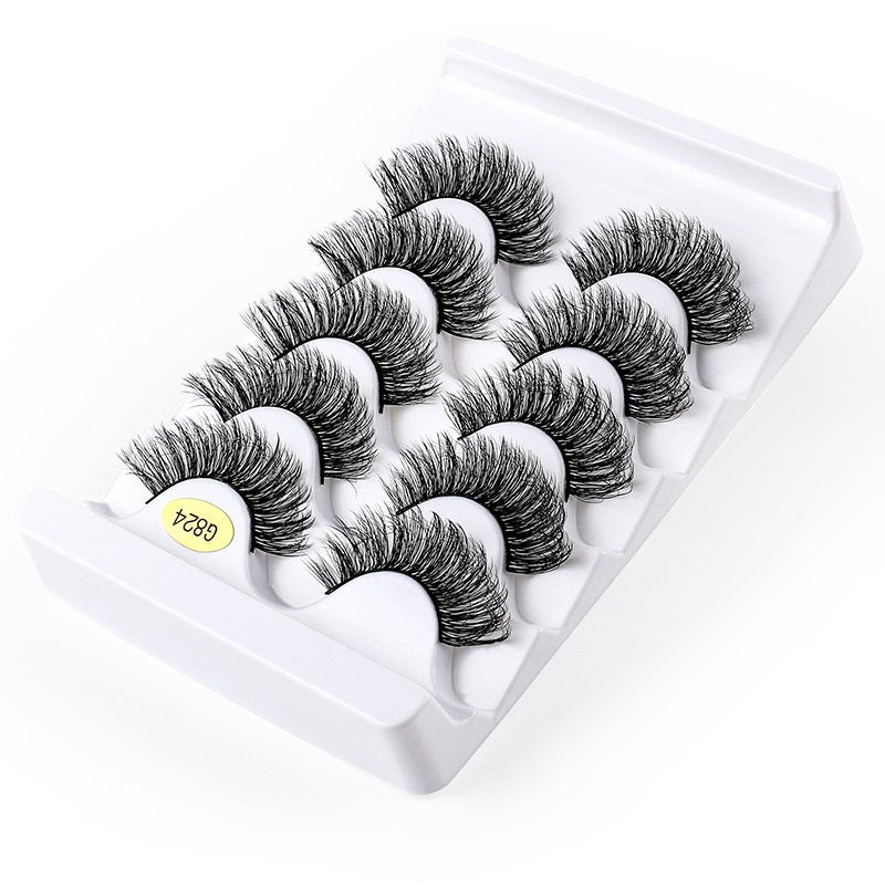 5 Pairs of Thick, Curling Synthetic False Eyelashes - Natural Soft Mink-Like Material G820 - Image 1