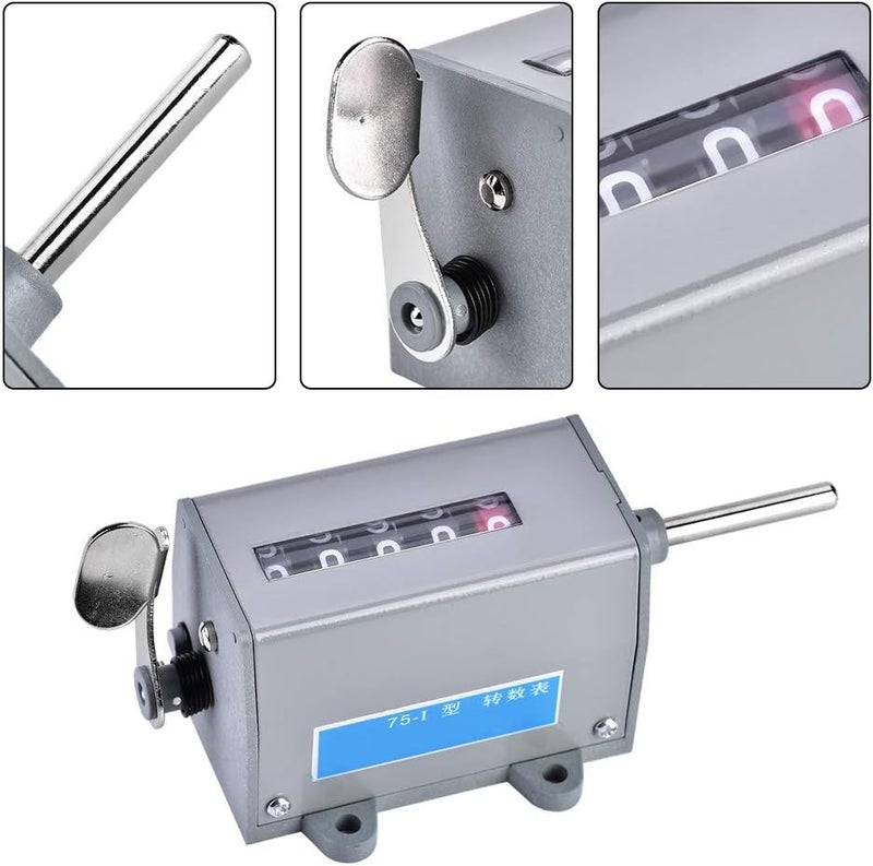 Fdit Rotary Revolution Counter, 75-I 5 Digits Display Mechanical Resettable Rotary Revolution Counter with Count Range 0-99999 - Image 4