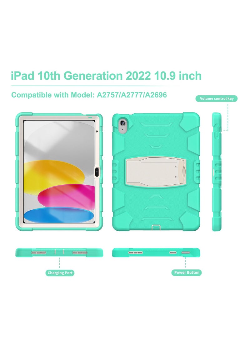 GULFLINK Shockproof High Impact Protective Case Cover with Kickstand For ipad 10th 10.9 inch 2022（A2757/A2777）Mint green - Image 3