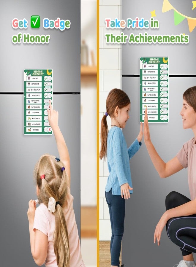 Boxveria Upgraded Slider Morning/Bedtime Routine Chart for Kids Toddlers - Magnetic Kids Chore Chart for 2 Kids, Dry Erase Chore Chart for Kids, Visual Schedule for Kids - Image 3