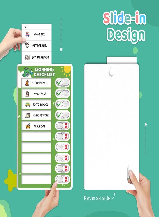 Boxveria Upgraded Slider Morning/Bedtime Routine Chart for Kids Toddlers - Magnetic Kids Chore Chart for 2 Kids, Dry Erase Chore Chart for Kids, Visual Schedule for Kids - Image 5