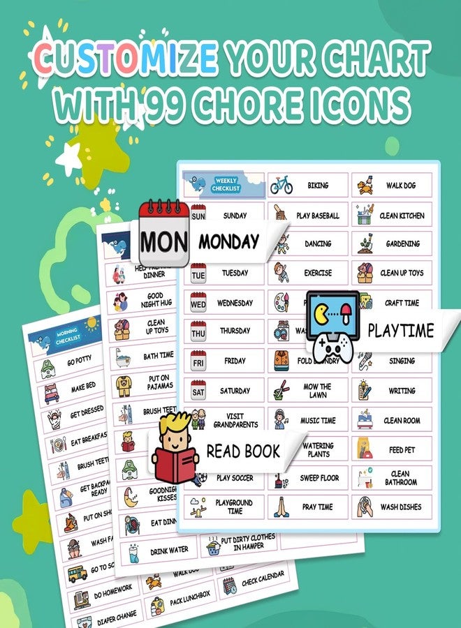 Boxveria Upgraded Slider Morning/Bedtime Routine Chart for Kids Toddlers - Magnetic Kids Chore Chart for 2 Kids, Dry Erase Chore Chart for Kids, Visual Schedule for Kids - Image 4