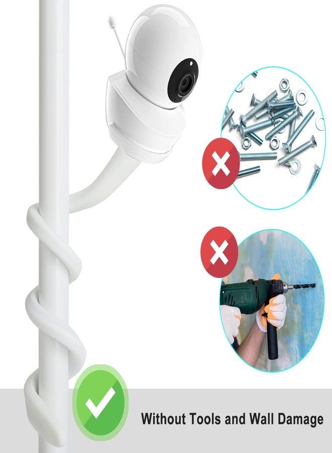 SUTINE Baby Monitor Mount for Nanit Pro Smart Baby Monitor & Flex Stand, Also for Cameras with 1/4 Screw Mount, 17" Flexible Long Goose Neck Arm Baby Camera Holder Stand Without Tools, White - Image 2