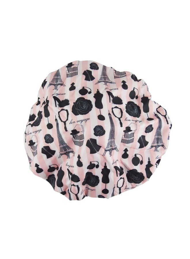 Betty Dain Reusable Nylon Bath & Shower Cap, Reversible Oversized Waterproof Shower Caps Large Designed for all Hair Lengths w Terry Lining & Elastic Band Stretch Hem Hair Hat - Socialite Boudoir - Image 4