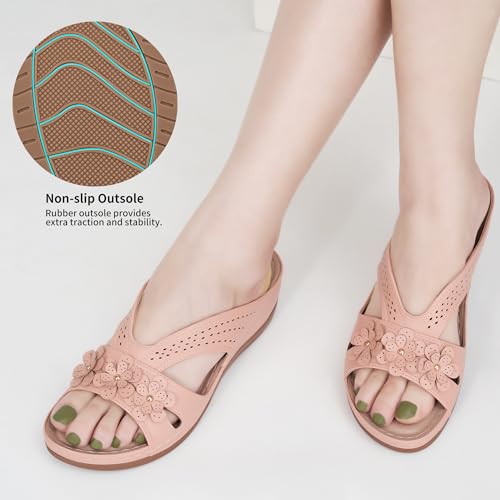 Ecetana Sandals for Women Wedge Shoes Slides Sandals Platform Shoes - Image 4
