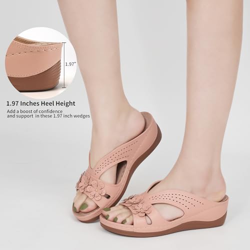 Ecetana Sandals for Women Wedge Shoes Slides Sandals Platform Shoes - Image 5