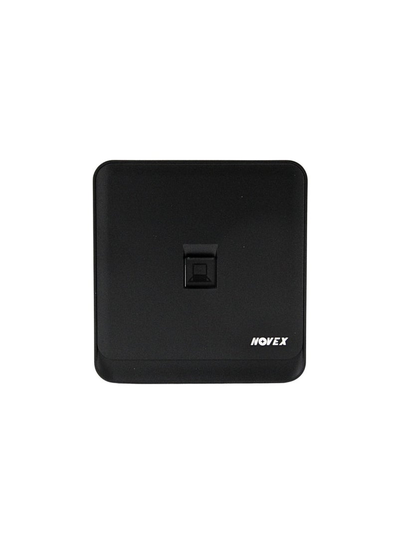 Novex NY442MB 1 Gang Tele/Data Socket 3x3 – Matt Black | New York Series | 220-240V Wall Data Outlet - Image 1