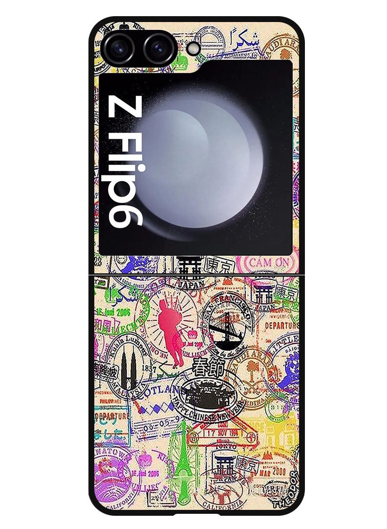 Theodor Protective Case Anti Scratch Shock Proof Bumper Cover For Samsung Galaxy Z Flip 6 Passport Stamp - Image 1