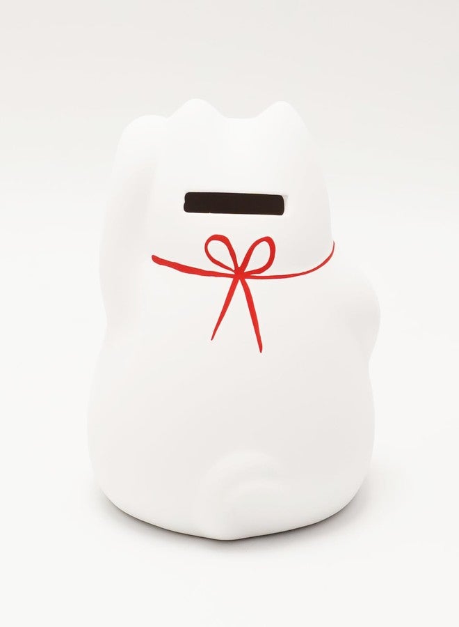 COTONOHA Banko Ware Maneki-Neko Ceramic Piggy Bank - Lucky Cat, Cute and Chubby Traditional Japanese Money Box (White) - Image 5