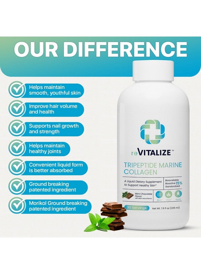 REVITALIZE Advanced Hydrolyzed Marine Collagen Peptides - Anti-Aging and Skin Renewal Tripeptide Supplement for Hair, Skin and Nails - Helps Maintain Healthy Joints | Mint Chocolate Flavor - 30 Servings - Image 2