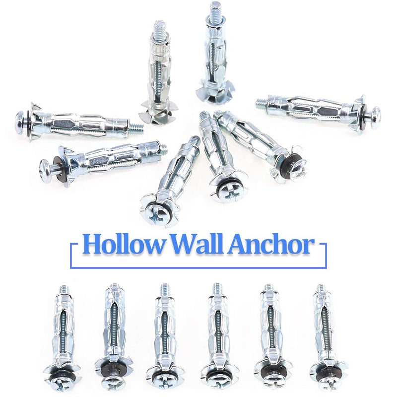 Glarks 30Pcs 4x32MM Heavy Duty Zinc Plated Steel Molly Bolt Hollow Drive Wall Anchor Screws Set for Drywall, Plaster and Tile (M4x32) - Image 4