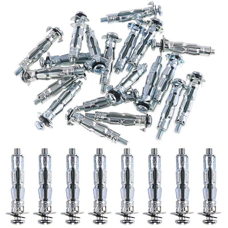 Glarks 30Pcs 4x32MM Heavy Duty Zinc Plated Steel Molly Bolt Hollow Drive Wall Anchor Screws Set for Drywall, Plaster and Tile (M4x32) - Image 1