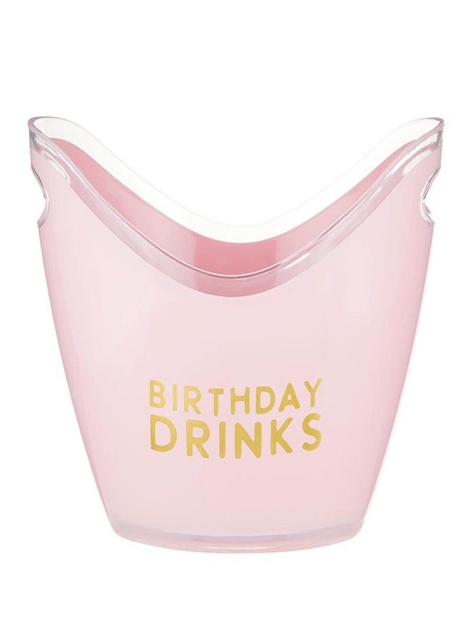 Slant Collections Birthday Party Ice Bucket Acrylic Double Handle Pink Champagne Bucket, 10.8" Wide, Birthday Drinks - Image 1