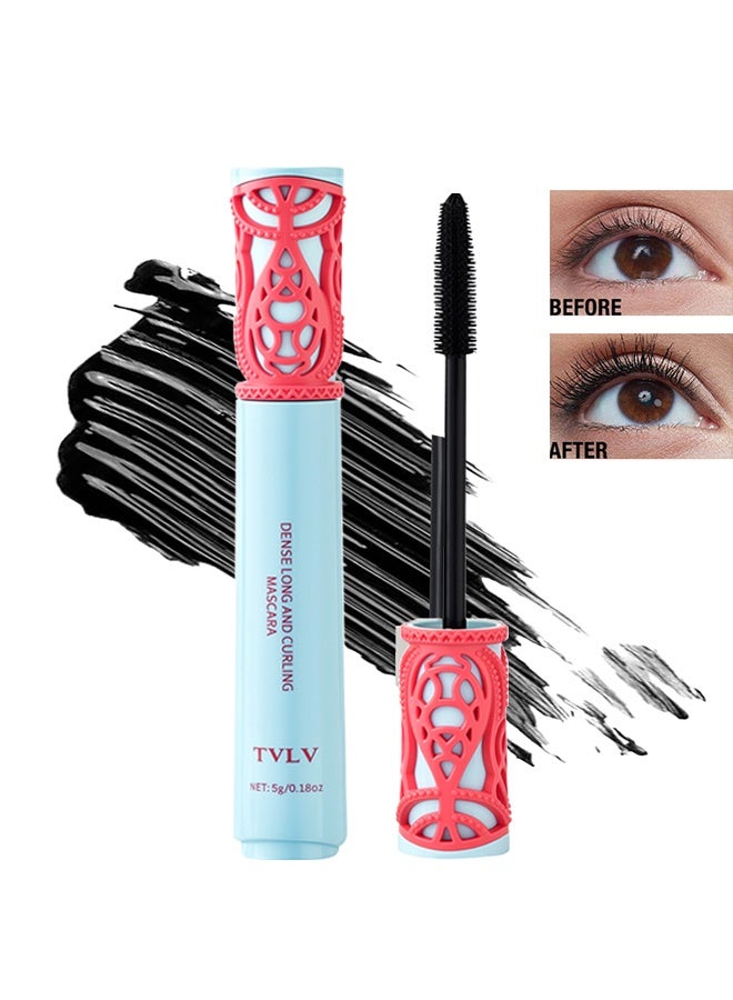 TVLV Dense Long And Curling Mascara,Black Lengthening & Volumizing Mascara, Waterproof and Smudge-Proof for Dynamic Big Eyes, 5g - Image 1