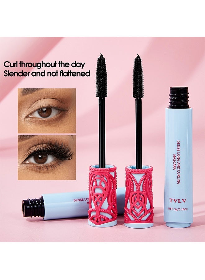 TVLV Dense Long And Curling Mascara,Black Lengthening & Volumizing Mascara, Waterproof and Smudge-Proof for Dynamic Big Eyes, 5g - Image 3