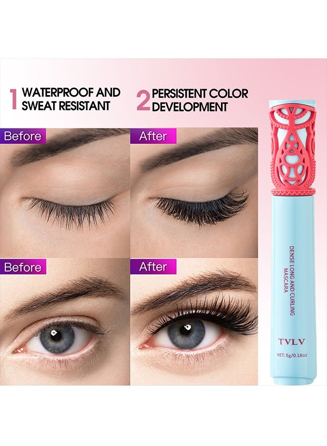 TVLV Dense Long And Curling Mascara,Black Lengthening & Volumizing Mascara, Waterproof and Smudge-Proof for Dynamic Big Eyes, 5g - Image 5