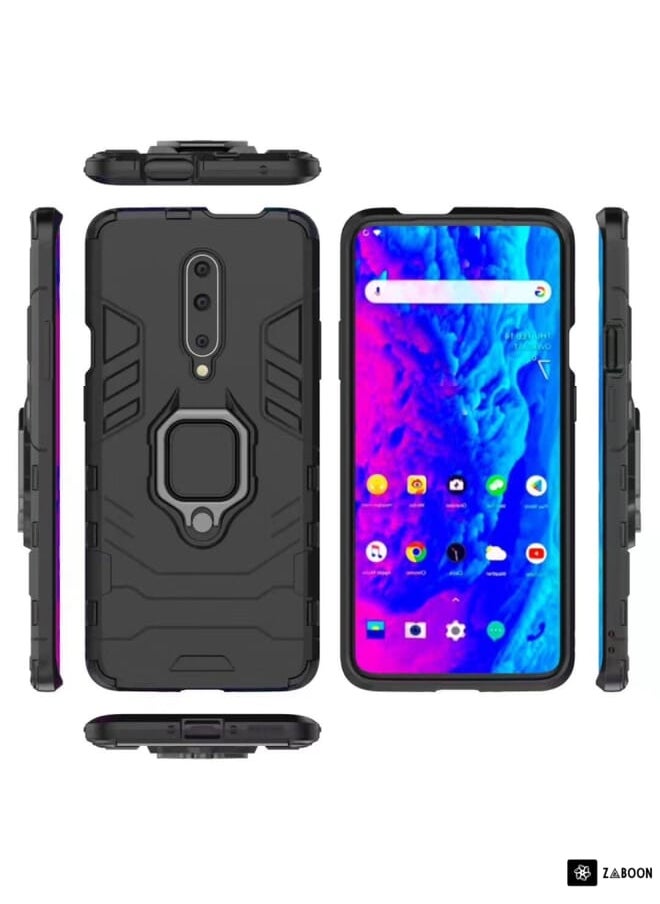 Green Tiger - PC + TPU Shockproof Protective Case for OnePlus 7 Pro, with Magnetic Ring Holder(Red) - Image 1
