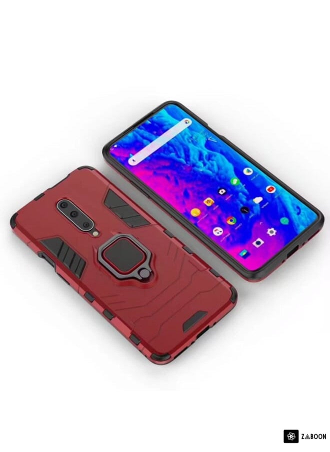 Green Tiger - PC + TPU Shockproof Protective Case for OnePlus 7 Pro, with Magnetic Ring Holder(Red) - Image 1