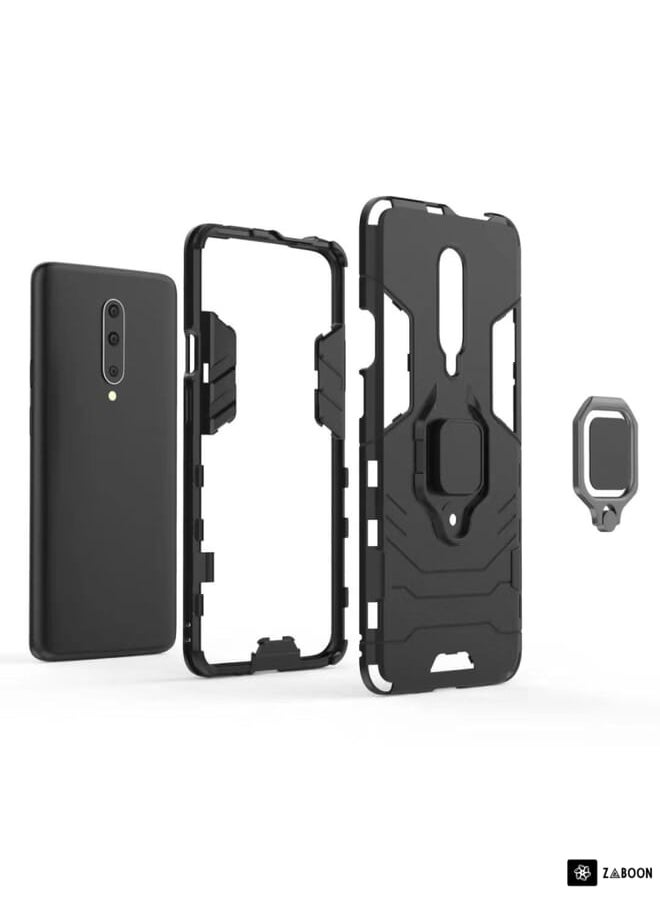 Green Tiger - PC + TPU Shockproof Protective Case for OnePlus 7 Pro, with Magnetic Ring Holder(Red) - Image 1