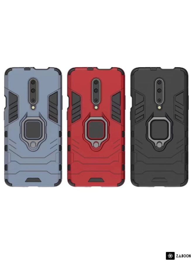 Green Tiger - PC + TPU Shockproof Protective Case for OnePlus 7 Pro, with Magnetic Ring Holder(Red) - Image 1