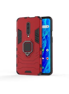PC + TPU Shockproof Protective Case for OnePlus 7 Pro, with Magnetic Ring Holder(Red)