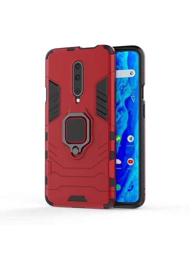 Green Tiger - PC + TPU Shockproof Protective Case for OnePlus 7 Pro, with Magnetic Ring Holder(Red) - Image 1