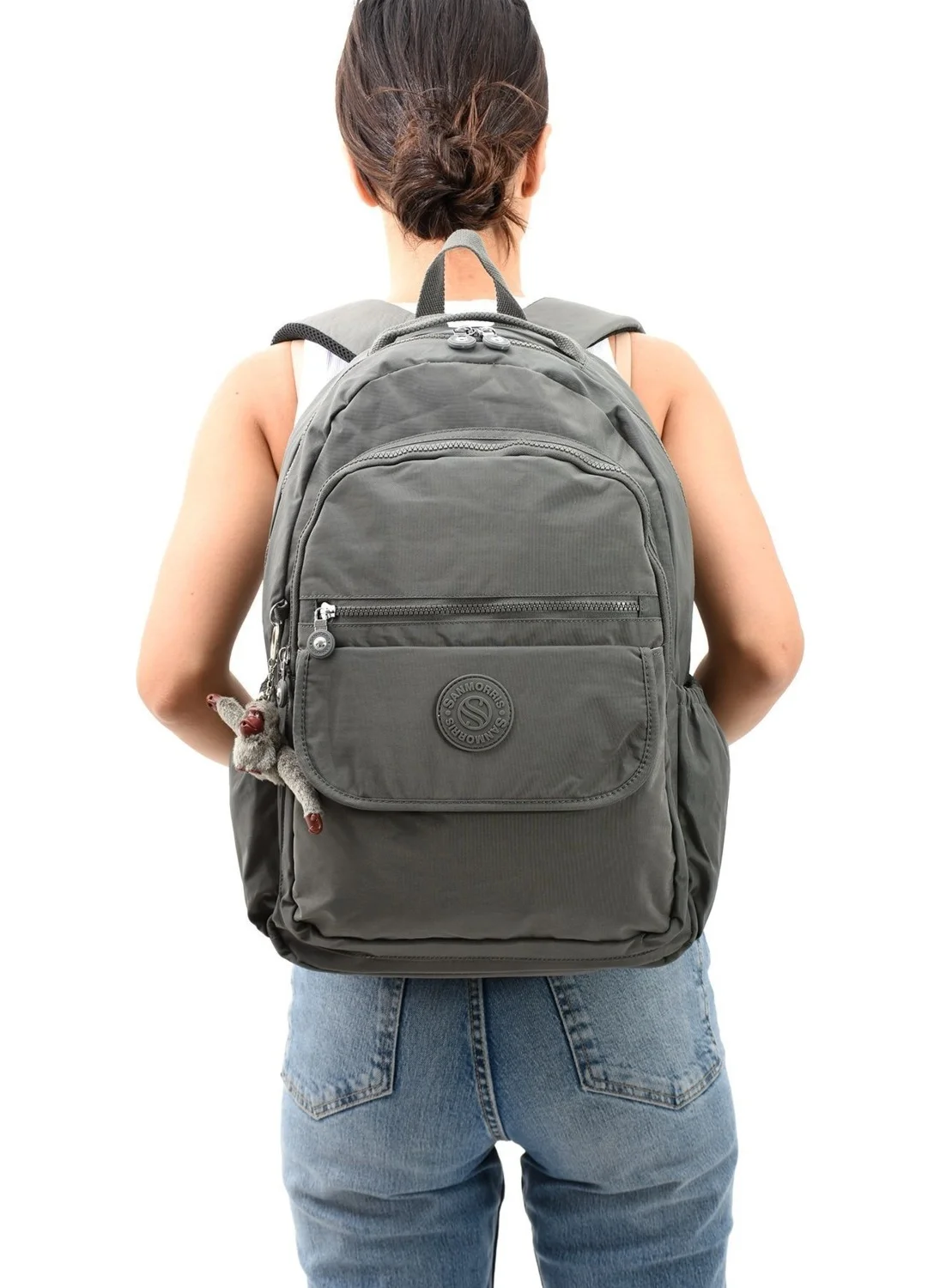 Sanmorris Unisex Waterproof Fabric Laptop Compartment Dark Grey Color Large Size School Travel Backpack