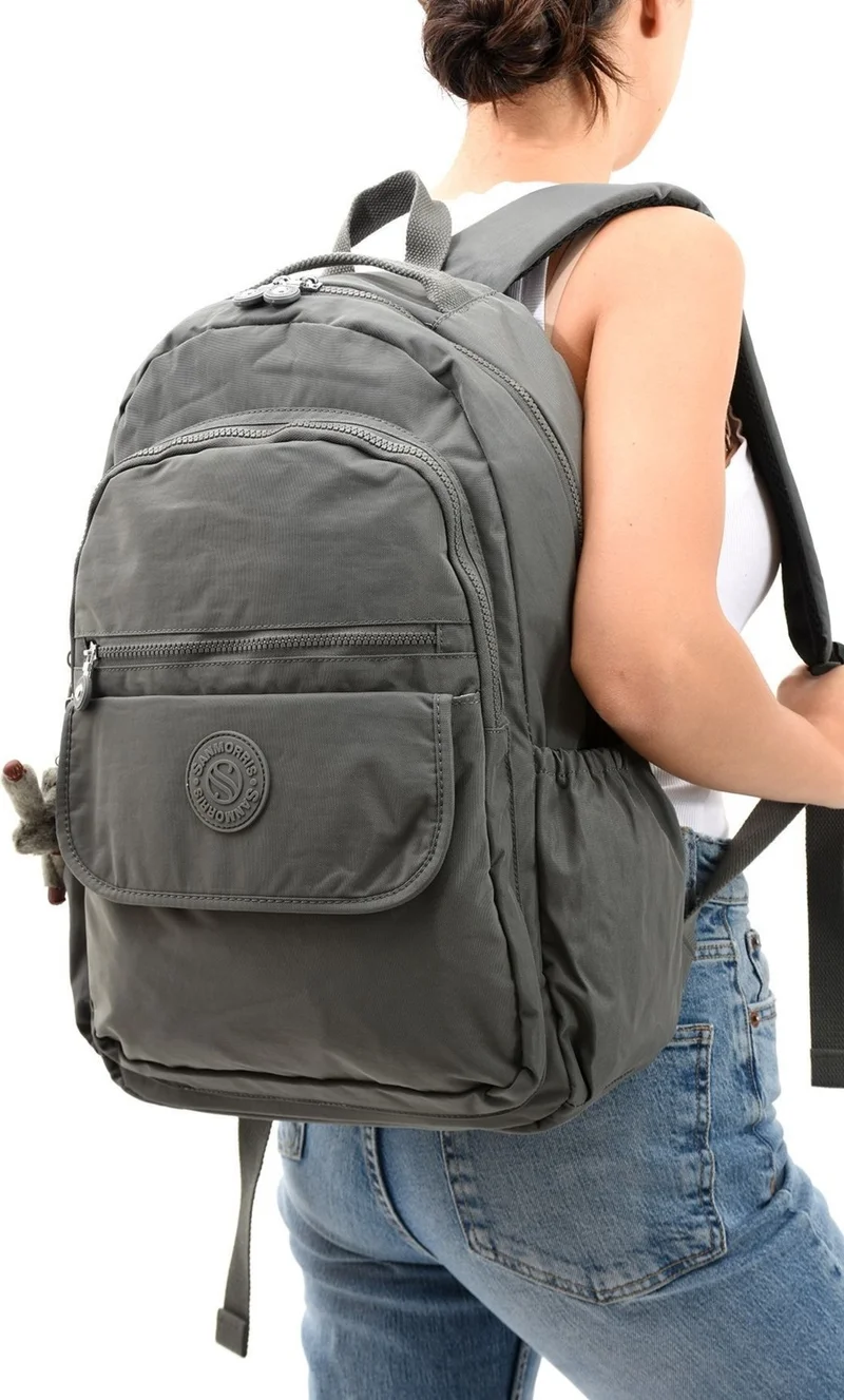 Sanmorris Unisex Waterproof Fabric Laptop Compartment Dark Grey Color Large Size School Travel Backpack
