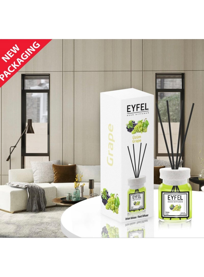EYFEL Reed Diffuser 120ml – [GRAPE] Scented Home Fragrance with Reed Sticks, Decorative Aroma Diffuser for Bedroom, Living Room, Office & Bathroom