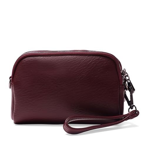 ketmart Small Crossbody Purse for Women Fashion Two zipper pocket Handbag with Colored Shoulder Strap(Color_Maroon) - Image 4