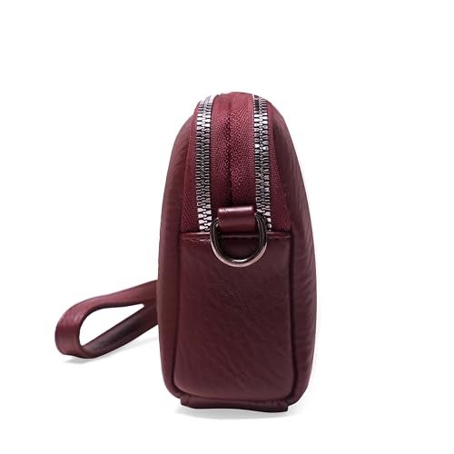 ketmart Small Crossbody Purse for Women Fashion Two zipper pocket Handbag with Colored Shoulder Strap(Color_Maroon) - Image 5