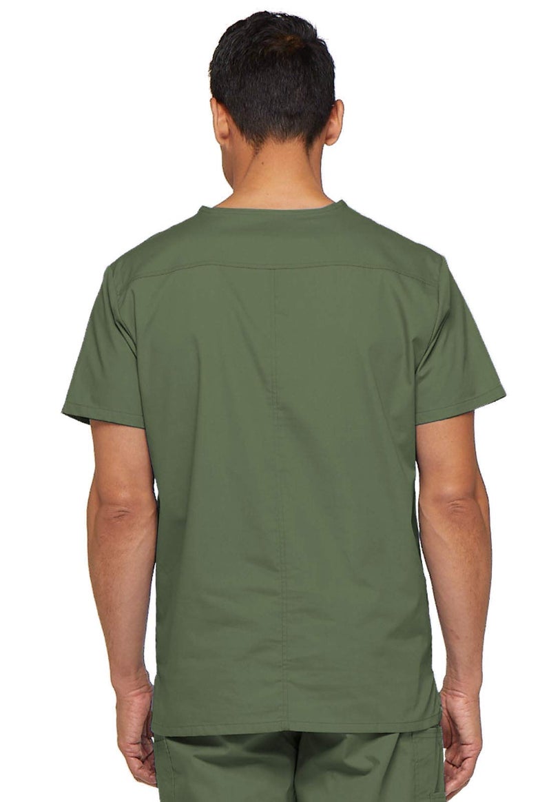 Dickies Men's EDS Signature Unisex V-Neck Scrub Top, Olive, Large - Image 5