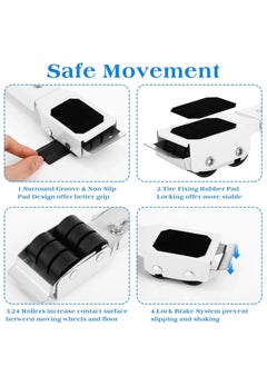 Oasisgalore Furniture Appliances Rollers, Extendable Mover Tools with 24 Roller & Brake Equipment for Heavy Washing Dryer Machine Refrigerator  - Image 4