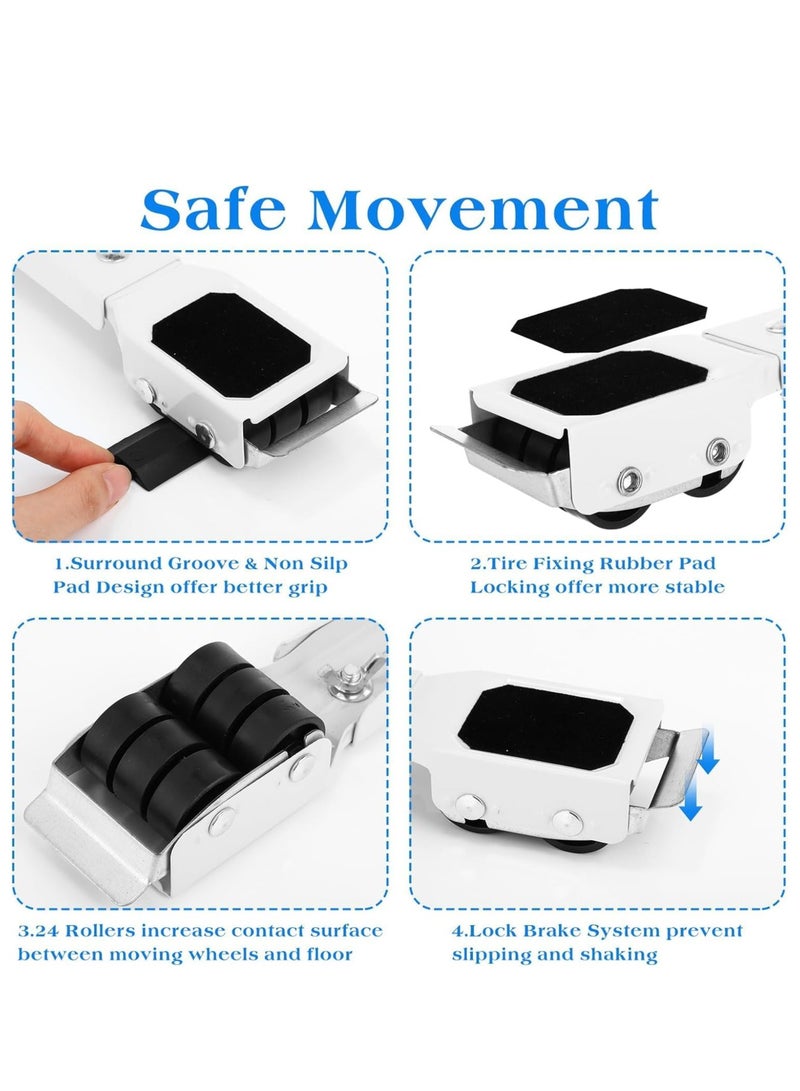 Oasisgalore Furniture Appliances Rollers, Extendable Mover Tools with 24 Roller & Brake Equipment for Heavy Washing Dryer Machine Refrigerator - Image 4