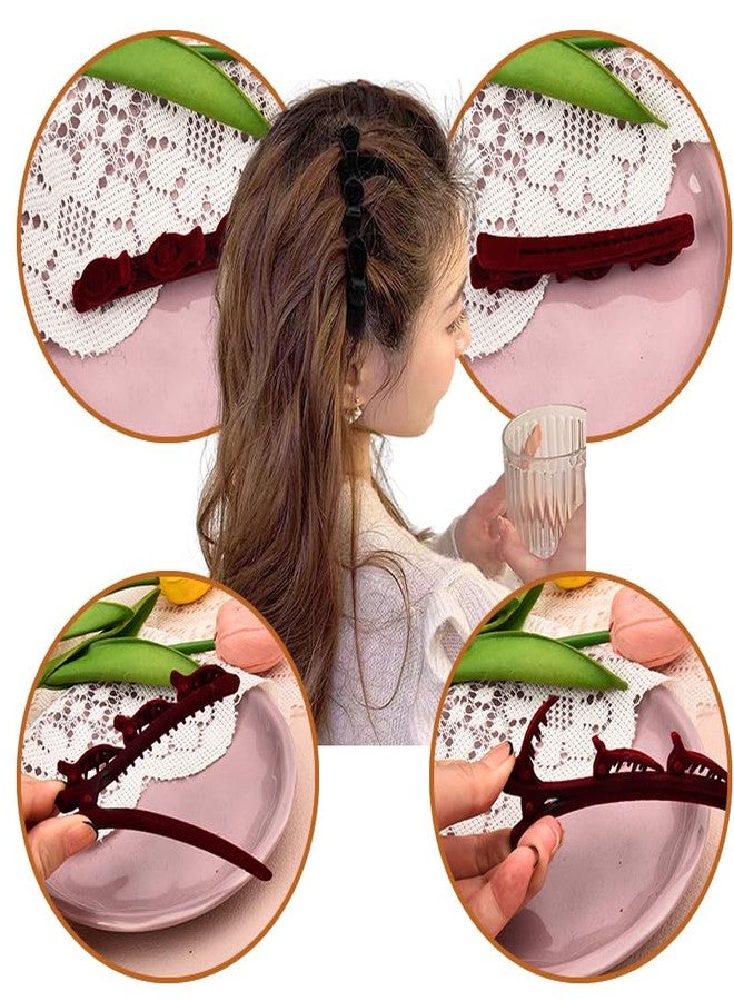 Sisadodo Braided Hair Clips for Women and Girls - Black, Red, Brown Duck Billed Hair Accessories - 6PCS Nonslip Barrettes for Thick and Thin Hair - Image 5