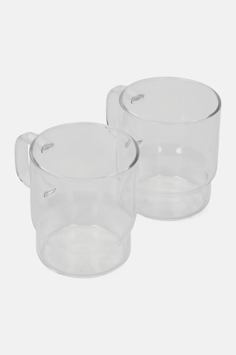 موي موتشو 2 Packs Stockable Glass Cup 290ml, Transparent