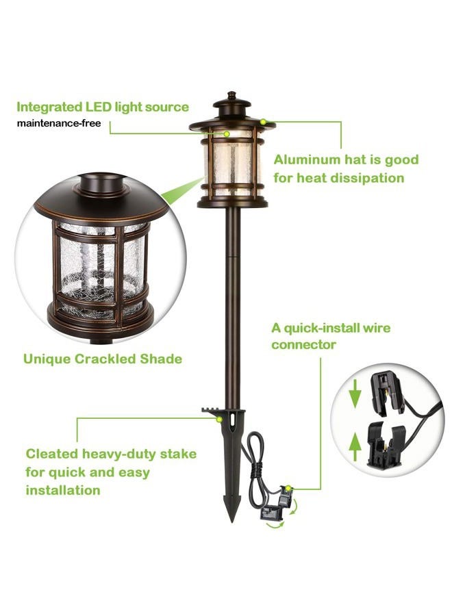 Hykolity Low Voltage ORB LED Landscape Path Light with Crackled Shade, 3.4W 155LM 12V Wired Outdoor LED Security floodlight, Die-cast Aluminum Construction, 30-Watt Equivalent, 15-Year Lifespan-6Pack - Image 3