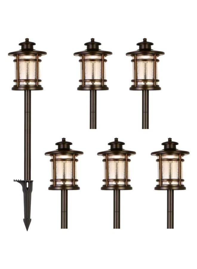 Hykolity Low Voltage ORB LED Landscape Path Light with Crackled Shade, 3.4W 155LM 12V Wired Outdoor LED Security floodlight, Die-cast Aluminum Construction, 30-Watt Equivalent, 15-Year Lifespan-6Pack - Image 1