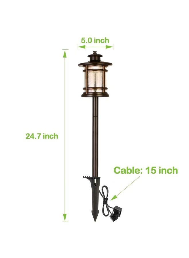 Hykolity Low Voltage ORB LED Landscape Path Light with Crackled Shade, 3.4W 155LM 12V Wired Outdoor LED Security floodlight, Die-cast Aluminum Construction, 30-Watt Equivalent, 15-Year Lifespan-6Pack - Image 4
