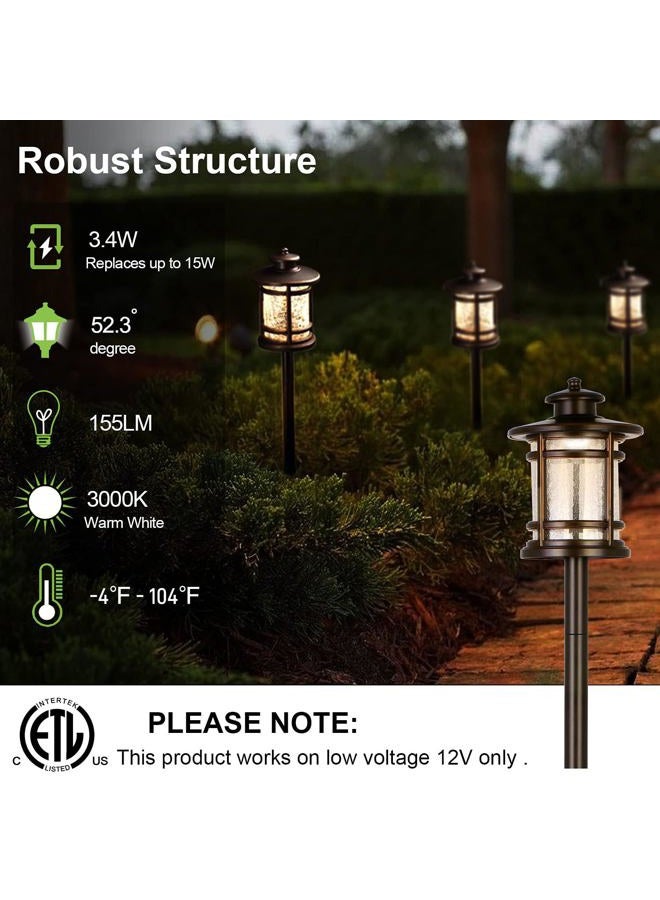 Hykolity Low Voltage ORB LED Landscape Path Light with Crackled Shade, 3.4W 155LM 12V Wired Outdoor LED Security floodlight, Die-cast Aluminum Construction, 30-Watt Equivalent, 15-Year Lifespan-6Pack - Image 2