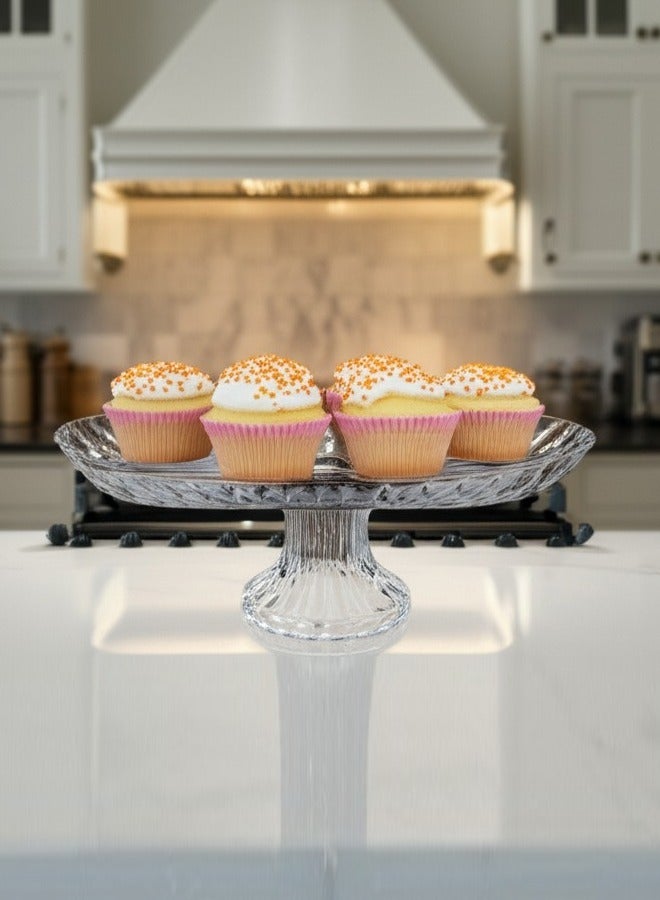 جوزيل طبق زجاجي فاخر مع قاعدة بشكل دائري 19×14×12 سم - Image 2