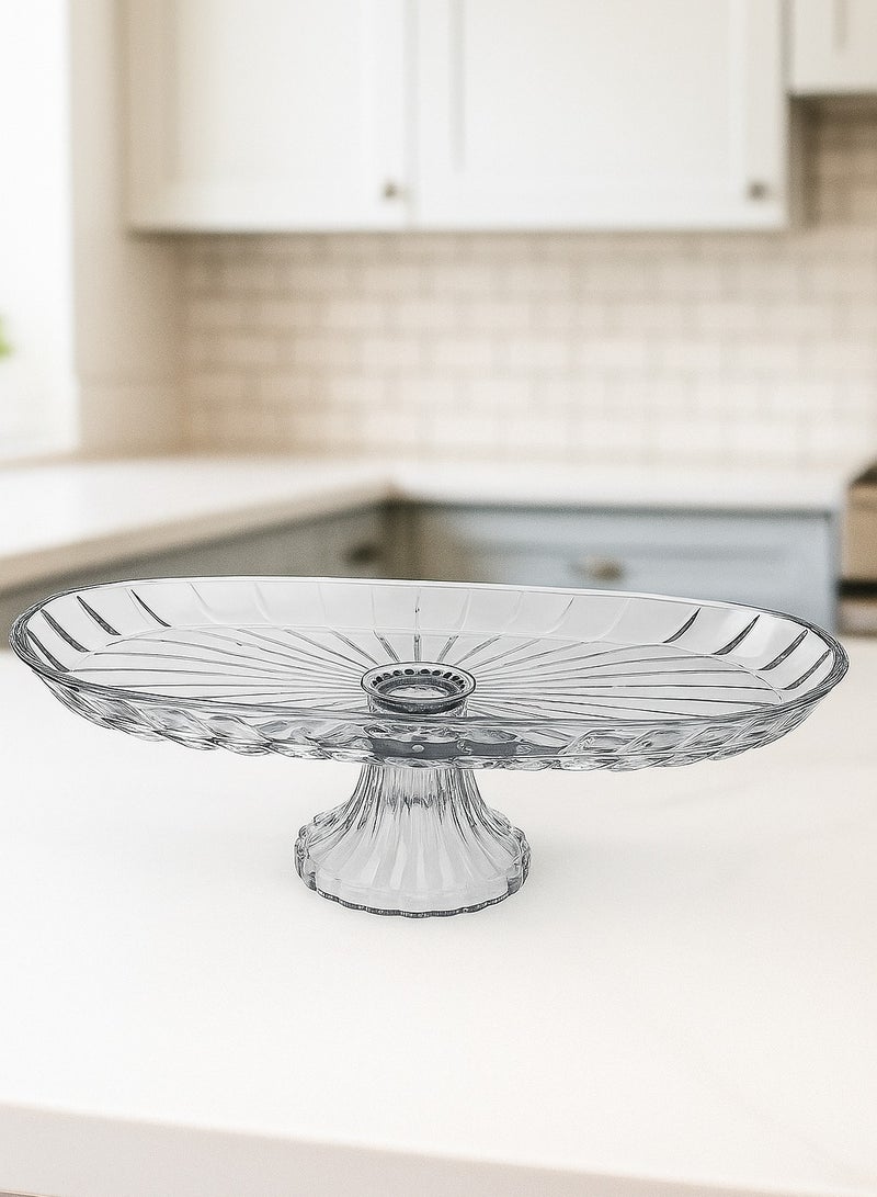 جوزيل طبق زجاجي فاخر مع قاعدة بشكل دائري 19×14×12 سم - Image 1
