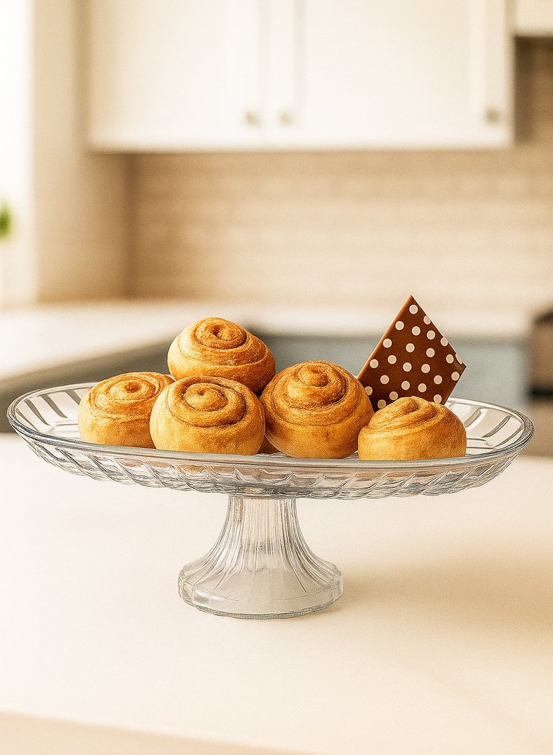 جوزيل طبق زجاجي فاخر مع قاعدة بشكل دائري 19×14×12 سم - Image 3