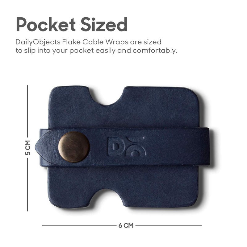 Daily Objects DailyObjects Flake Cable Wrap for Cables/Chords/Wires | Wire Winder, Headphones Holder, Mini Clip Organiser | Made, Dry-Milled Leather | (Blue and Brown) - Set of 2 - Image 5