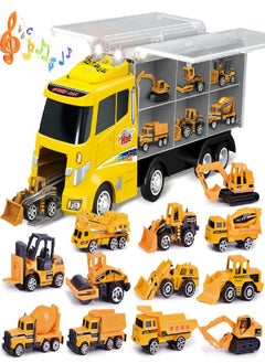 FUN LITTLE TOYS 12 in 1 Construction Trucks Toy Cars for Toddlers, Mini Cars in Carrier Truck Car Carrier Toy with Light and Sound - pzsku/ZF030FE90E54DB205C551Z/45/_/1686135240/2aa1d4d6-c75c-43ed-94f1-97f9cf7e4df9