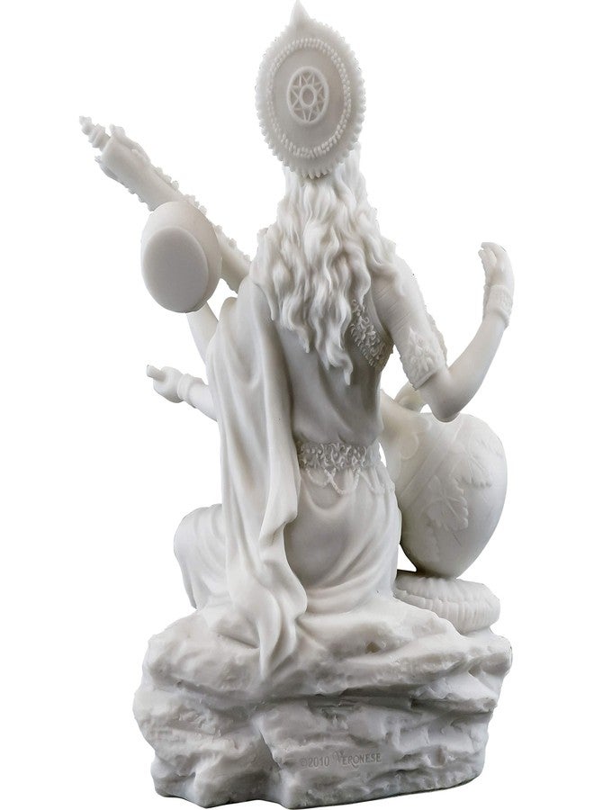 Top Collection Saraswati Statue - Hindu Goddess of Knowledge, Music & Art Sculpture in White Marble Finish- 5.75-Inch Figurine - Image 3