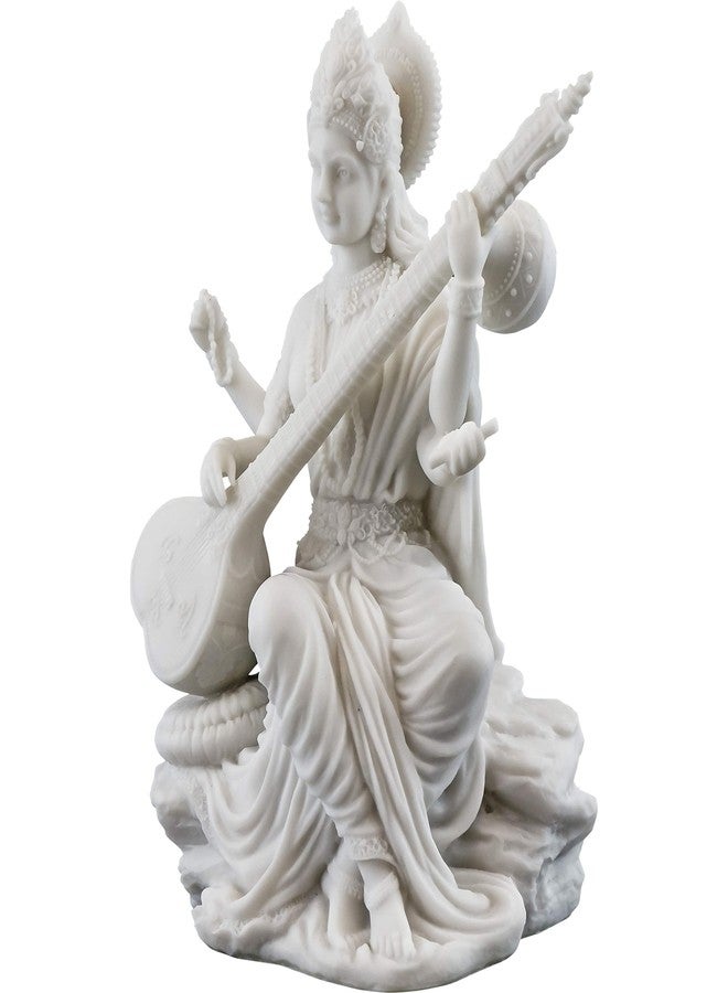 Top Collection Saraswati Statue - Hindu Goddess of Knowledge, Music & Art Sculpture in White Marble Finish- 5.75-Inch Figurine - Image 2