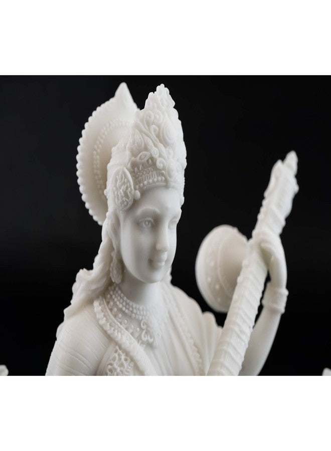 Top Collection Saraswati Statue - Hindu Goddess of Knowledge, Music & Art Sculpture in White Marble Finish- 5.75-Inch Figurine - Image 5