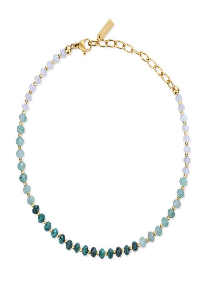 COAI Beach Anklet for Women, Crystal Beaded Anklet for Women, 4mm Faceted Moonstone Aventurine Malachite - Image 1