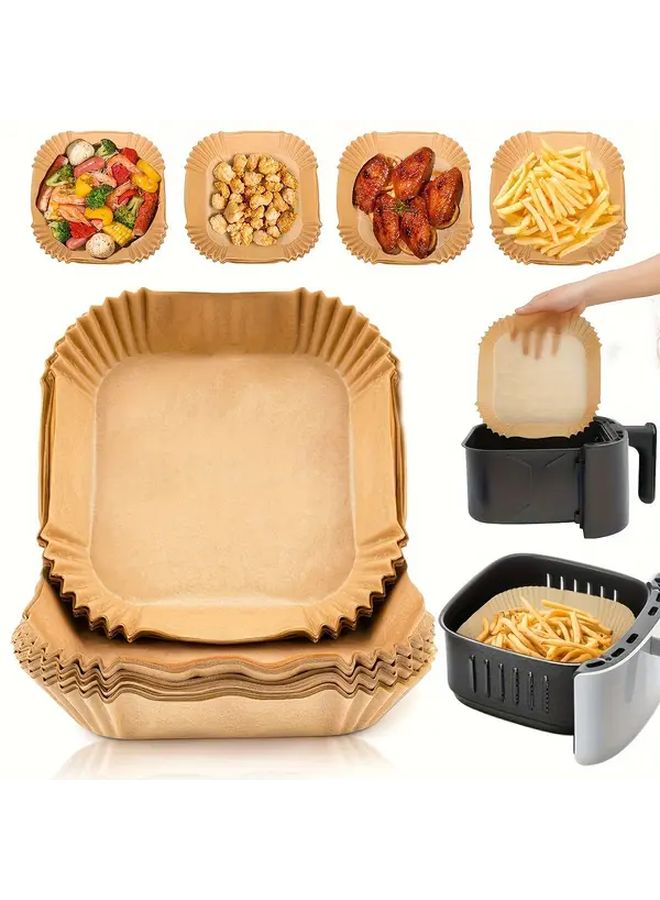 50 Pcs Air Fryer Liners Square Non Stick Parchment Paper Sheets For 2 8QT Oil Proof Easy Clean - Image 1